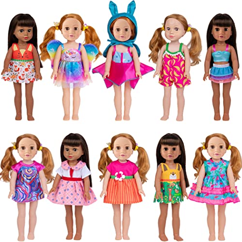 ebuddy 10 Sets Clothes Outfit Dress for 10-14.5 Inch Dolls (Fashion Sets) - Image 2
