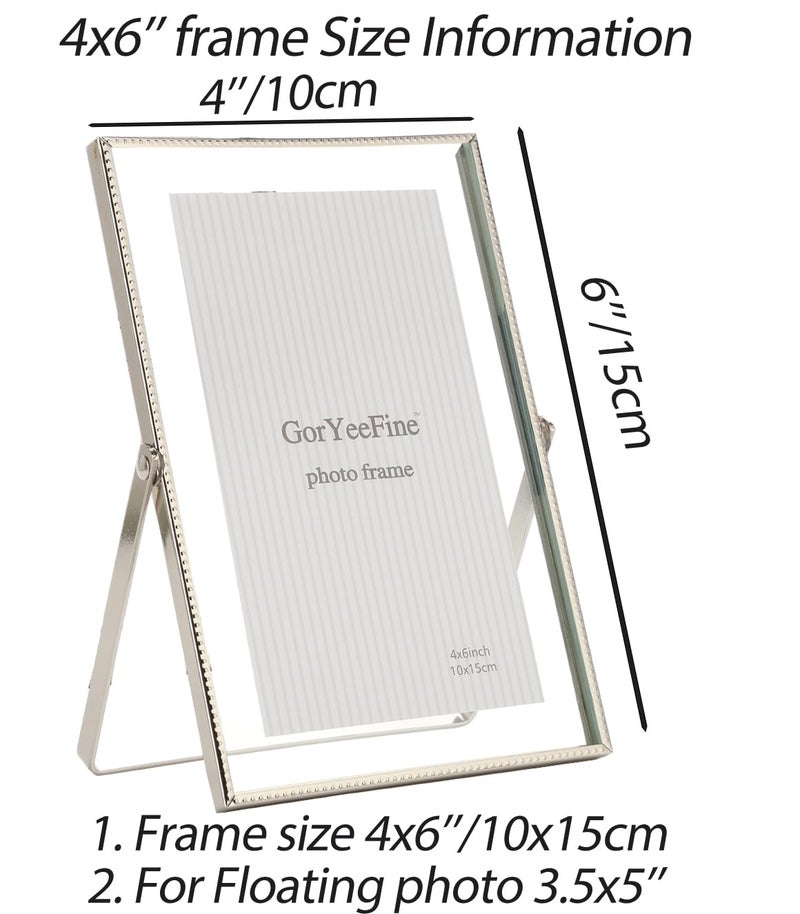 GorYeeFine Silver 4x 6 '' Floating Frame Set من 2 لأحجام الصور (2x3 '' 3.5x 5 '' حتى 4x6 ') - Image 5