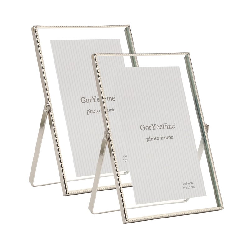 GorYeeFine Silver 4x 6 '' Floating Frame Set من 2 لأحجام الصور (2x3 '' 3.5x 5 '' حتى 4x6 ') - Image 1