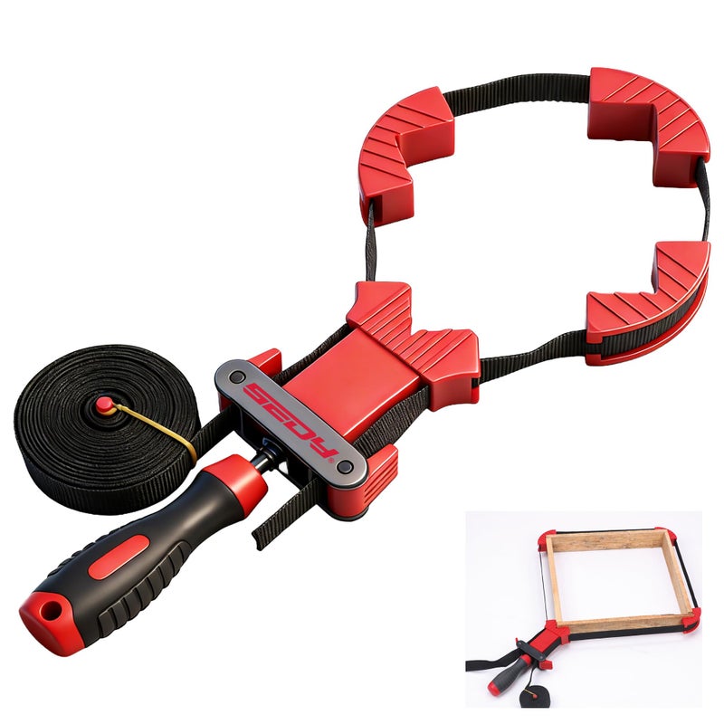 SEDY 13 ft Belt Band Clamp Strap Clamp for Woodworking Quick Release Frame Clamps with 90Degree Corner Pieces