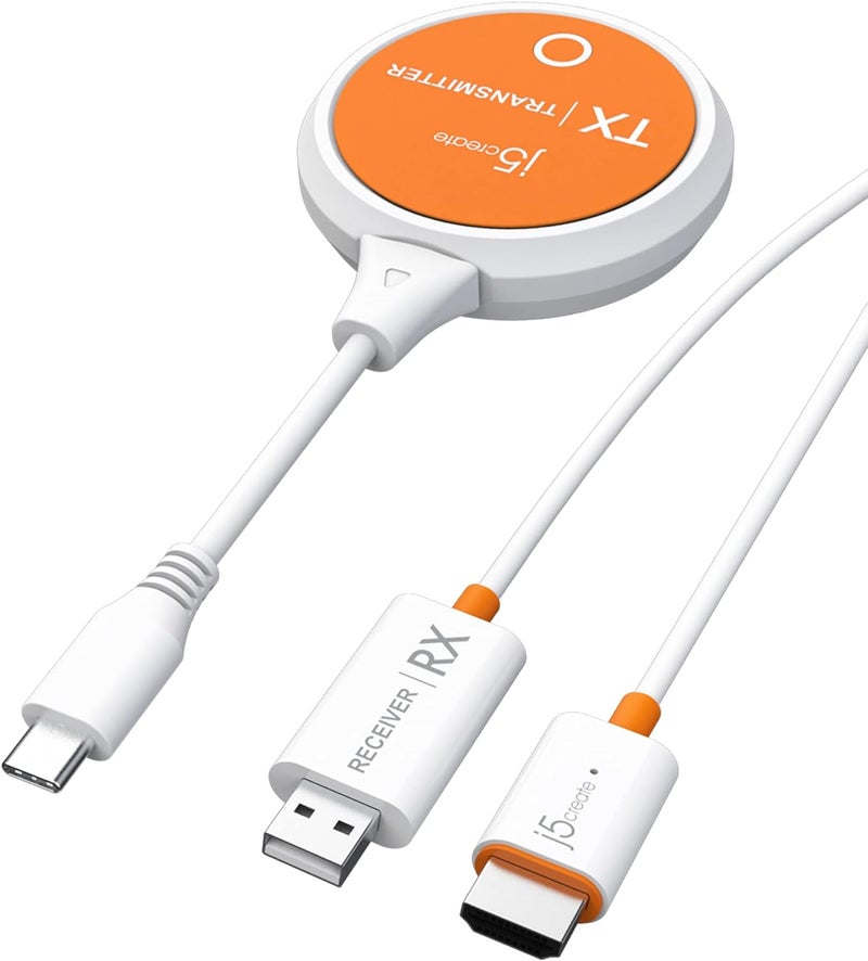 J5 Create ScreenCast USB-C to HDMI Wireless Display Transmitter and Receiver, Supports 1080p, Suitable for iPhone15, MacBook, iPad Pro, Chromebook, USB-C Laptops, and Android (JVAW62) - Image 1