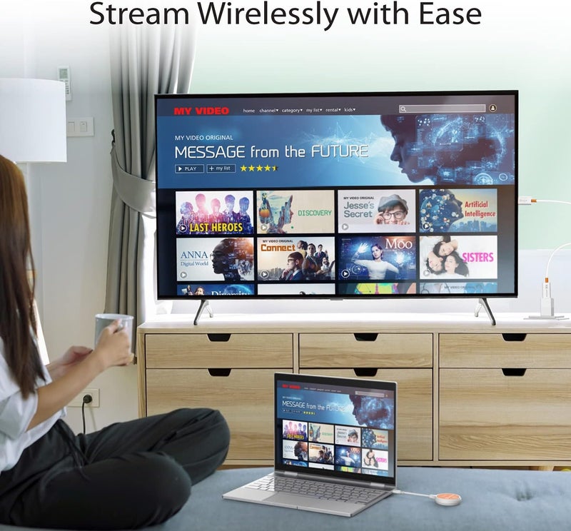 J5 Create ScreenCast USB-C to HDMI Wireless Display Transmitter and Receiver, Supports 1080p, Suitable for iPhone15, MacBook, iPad Pro, Chromebook, USB-C Laptops, and Android (JVAW62) - Image 3