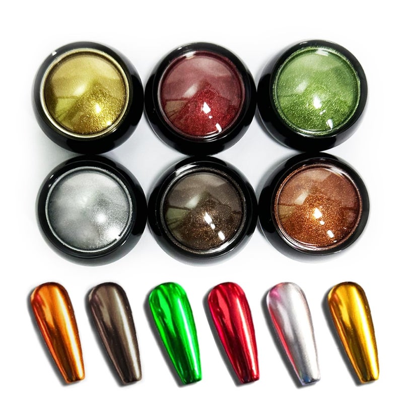 Vonrui Nail Art Mirror Pigment Gold Chrome Nail Powder Kit Holographic Nail Glitters Silver Nail Chrome Powder Set - Image 3