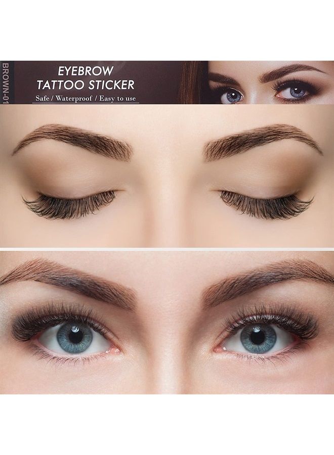 Sibba ملصقات وشم الحواجب ثلاثية الأبعاد تشبه الشعر، 6 أوراق، لون بني، ملصقات مؤقتة مقاومة للماء للحواجب، قابلة للتقشير، لمستلزمات مكياج العيون والعناية بالشعر وتشكيله للنساء والفتيات