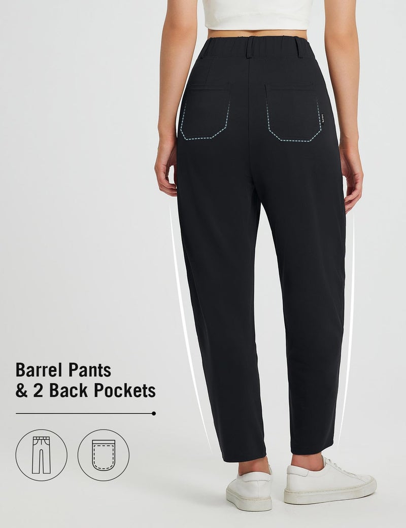 baleaf Womens Ankle Barrel Pants Stretch Travel Pants Petite Work Pants Casual Slacks Sweatpants Black L - Image 3
