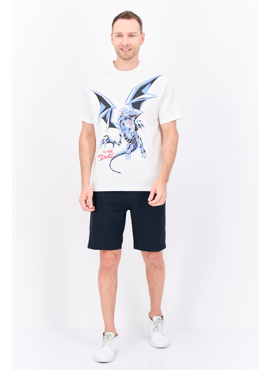 Bershka Men Crew Neck Short Sleeve Yu-Gi-Ow Print T-shirt, White Combo  - Image 4