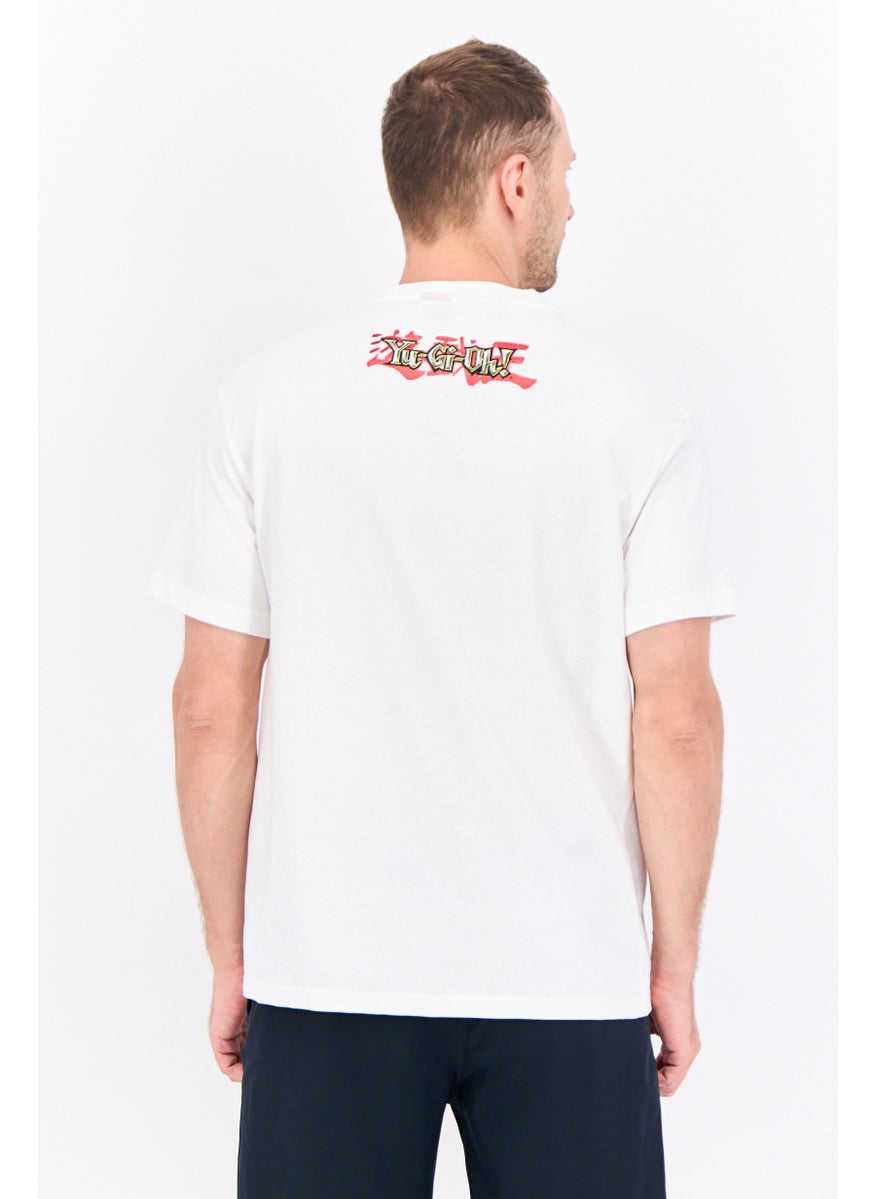 Bershka Men Crew Neck Short Sleeve Yu-Gi-Ow Print T-shirt, White Combo  - Image 3