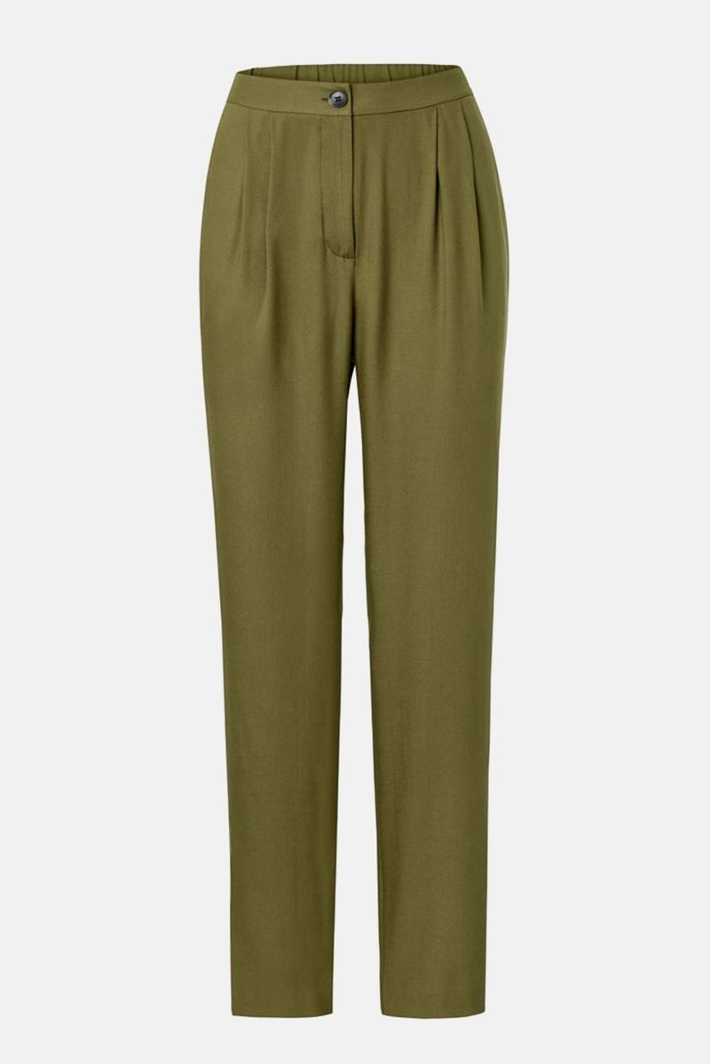 Tchibo Women Regular Fit Solid Trouser Pants, Olive - Image 2