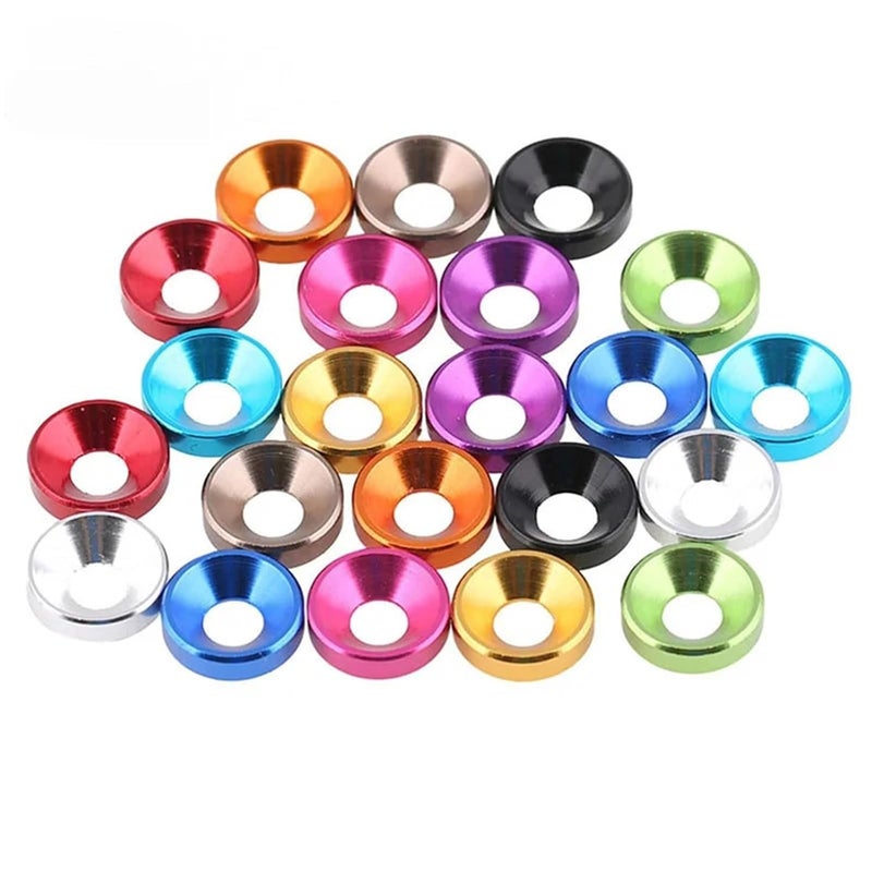 Countersunk Washer 40pcs Aluminum Alloy Countersunk Washer M2/2.5/3/4/5/6 Colourful Anodized Head Bolt Washers Gasket(Gold,M3) - Image 5