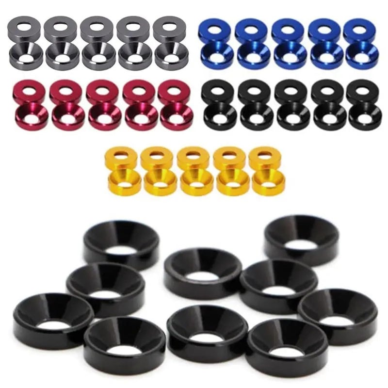 Countersunk Washer 40pcs Aluminum Alloy Countersunk Washer M2/2.5/3/4/5/6 Colourful Anodized Head Bolt Washers Gasket(Gold,M3) - Image 2