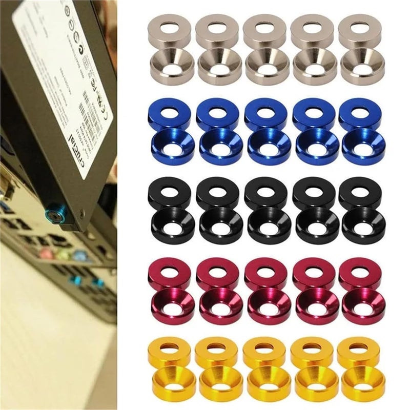 Countersunk Washer 40pcs Aluminum Alloy Countersunk Washer M2/2.5/3/4/5/6 Colourful Anodized Head Bolt Washers Gasket(Gold,M3) - Image 3