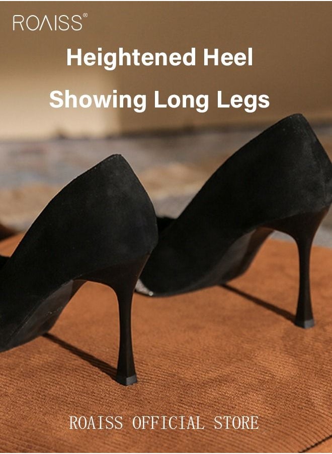 roaiss - New Rhinestone Stiletto Pumps Women's Crystal Diamond High Heels Party Slipper Shoes for Lady Pointed Toe Prom Shoes Sandals - Image 1