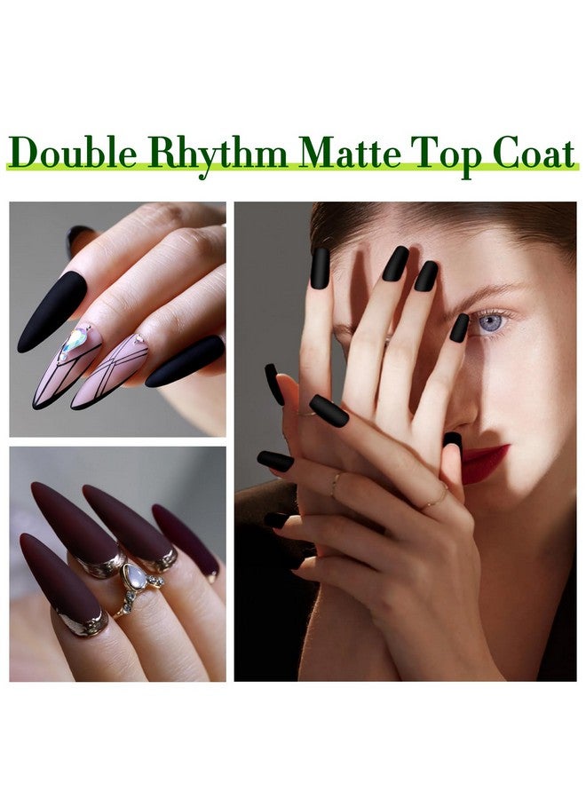 دابل ريذم 15 مل طبقة علوية من الجل بدون مسح، طبقة أساسية، لامعة قزحية لامعة، 2 في 1، طلاء أظافر يمكن نقعه في صالونات التجميل المنزلية (معطف علوي غير لامع) - Image 3