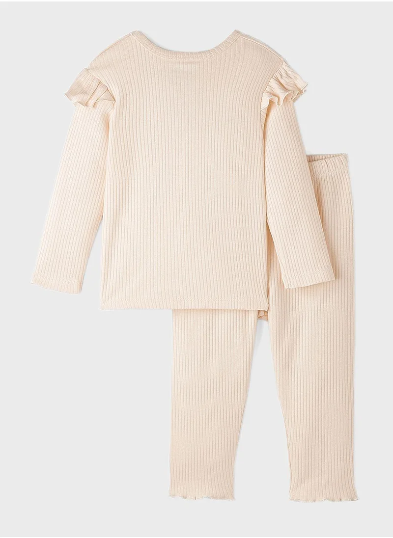 JUNE Kids Interlock Ruffle Set