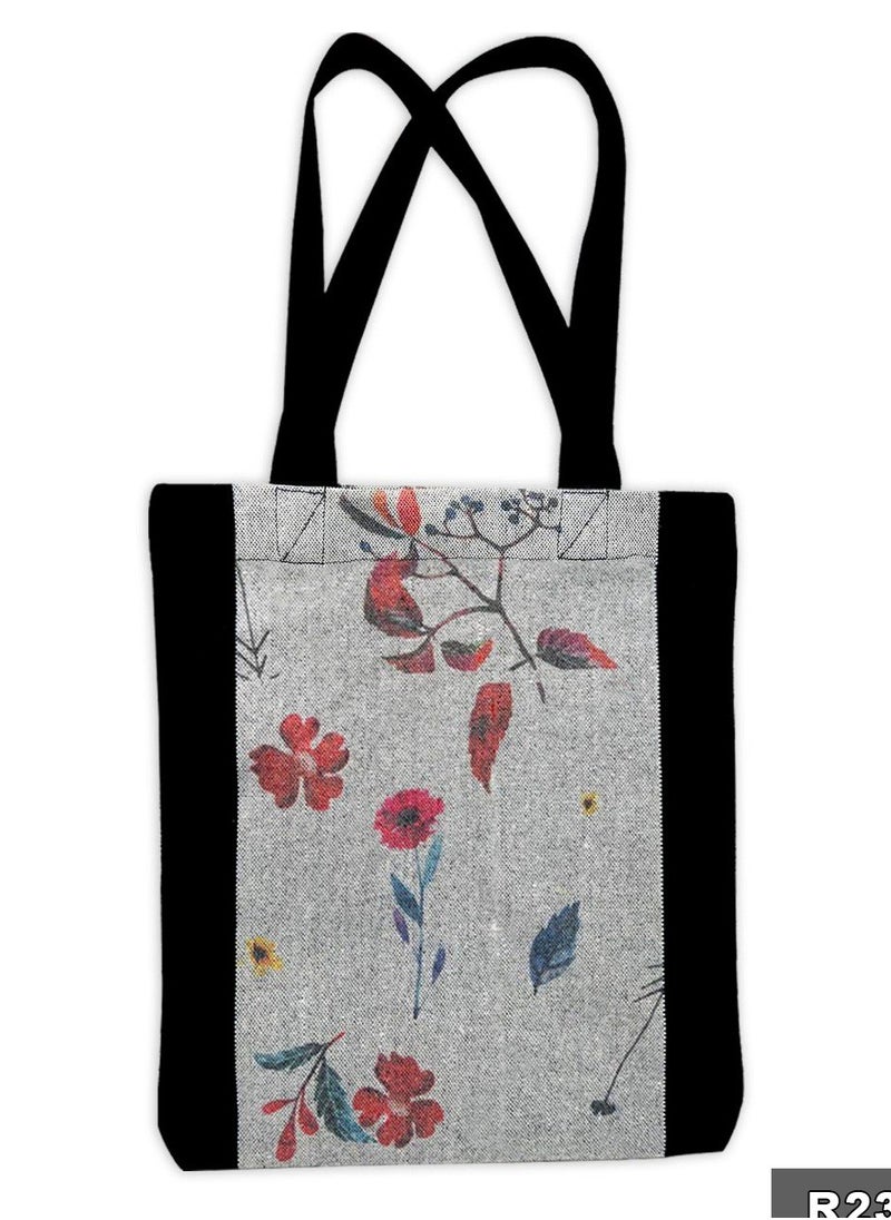 Gharibo Bags Flowers and twigs casual printed linen tote bag  - Image 1