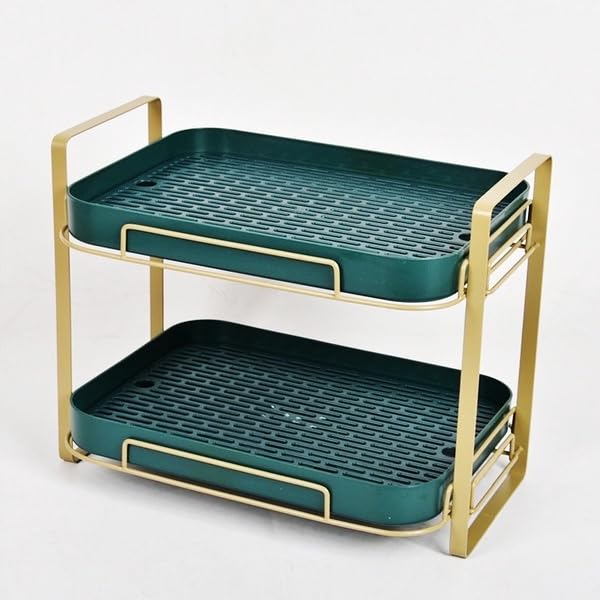 VHG DoubleLayer Tabletop Cup Organizer Dish Rack Kitchen Bathroom Drain Rack PP Material Modern Design 2 Tiered Shelf Countertop Storage Rack Size Length 36cm Width 25cm Height 29cm - Image 3