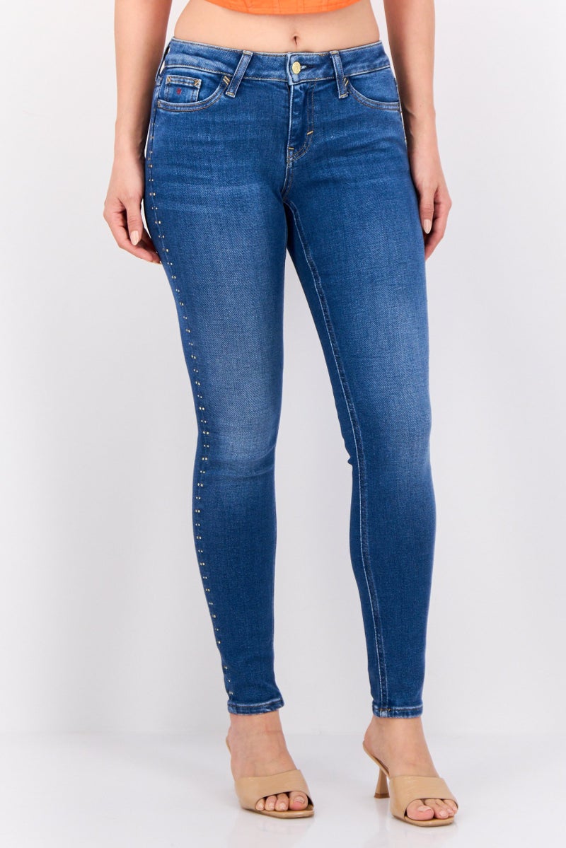 ESPRIT Women Skinny Fit Embellished Stretchable Jeans, Navy - Image 1