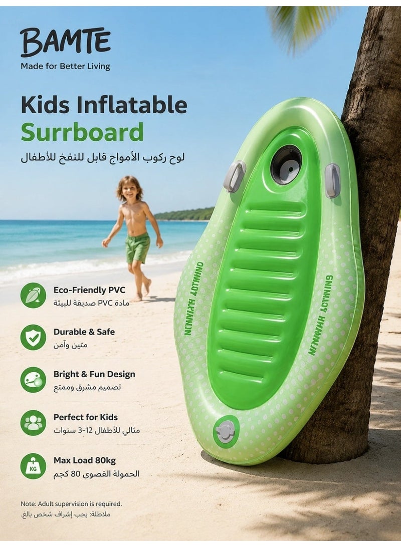 BAMTE Kids Inflatable Surfboard Pool Float with Handles, Anti-Slip Swimming Board with Built-in Pump, Lightweight Beach Water Toy - Image 3