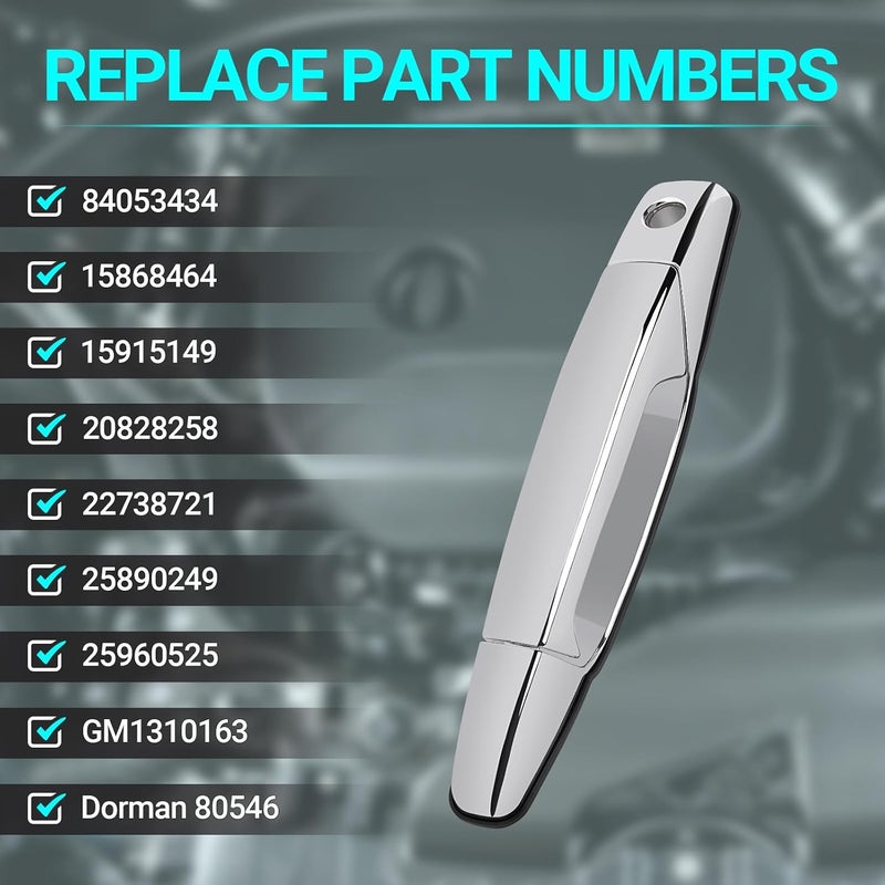 MNJWS Exterior Chrome Door Handle, Front Left Driver Side, Fit for 2007-2014 Cadillac Escalade Chevy Avalanche Silverado Suburban Tahoe GMC Sierra Yukon, Replace # 22738721 84053434 80546 - Image 3