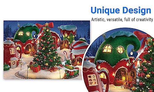 Funnytree 7x5FT Cartoon Christmas Village Photography Backdrop Winter Snow Pine Tree Background Xmas Fairy Tale Animated Kid Party Photo Booth Banner Supplies - Image 4
