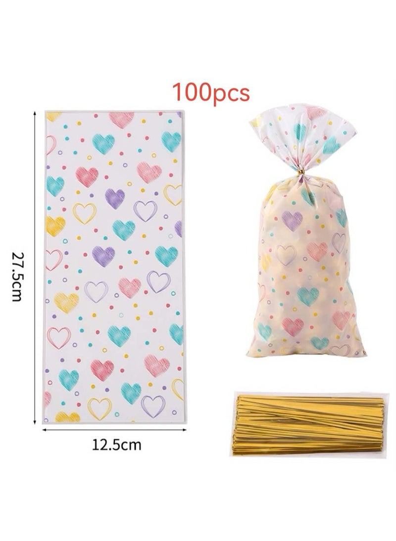 Valentine's Day OPP Gift Bags Holiday Romantic Style Candy Snack Packaging Bags Plastic Bags 100 Pcs - Image 1