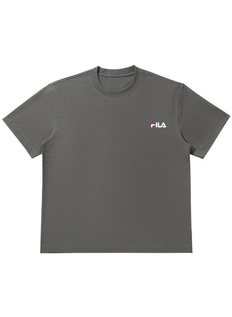 FILA classic round neck short sleeve loose shoulder cotton unisex T-shirt casual Joker top - Image 3