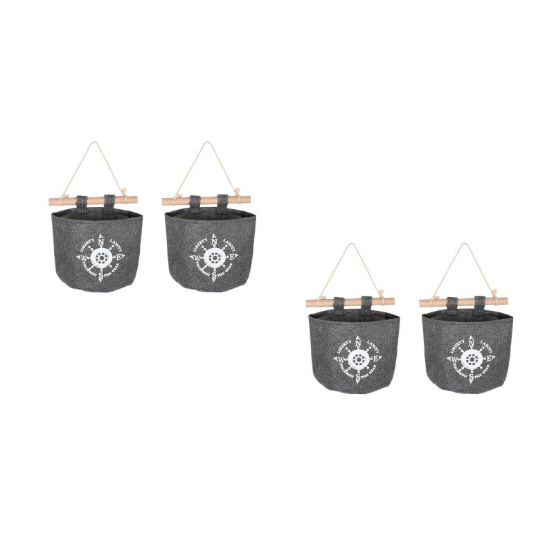 4 PCS Cotton and Linen Cartoon Wall Mounted Freely Combination Storage Bag Hanging Bag Over the Door Sundries Organizer for Bedroom Living Room Bathroom - Rudder - Image 1