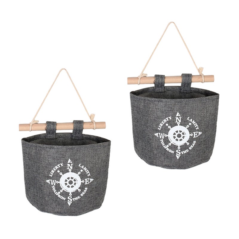 4 PCS Cotton and Linen Cartoon Wall Mounted Freely Combination Storage Bag Hanging Bag Over the Door Sundries Organizer for Bedroom Living Room Bathroom - Rudder - Image 2