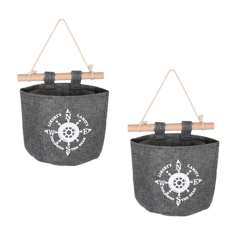 4 PCS Cotton and Linen Cartoon Wall Mounted Freely Combination Storage Bag Hanging Bag Over the Door Sundries Organizer for Bedroom Living Room Bathroom - Rudder - Image 3