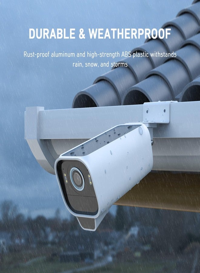Holicfun Gutter Mount for Ring, Blink, Eufy, and Arlo Outdoor Security Cameras, No-Drill Installation, 360° Adjustable, Weather-Resistant, White - Image 4