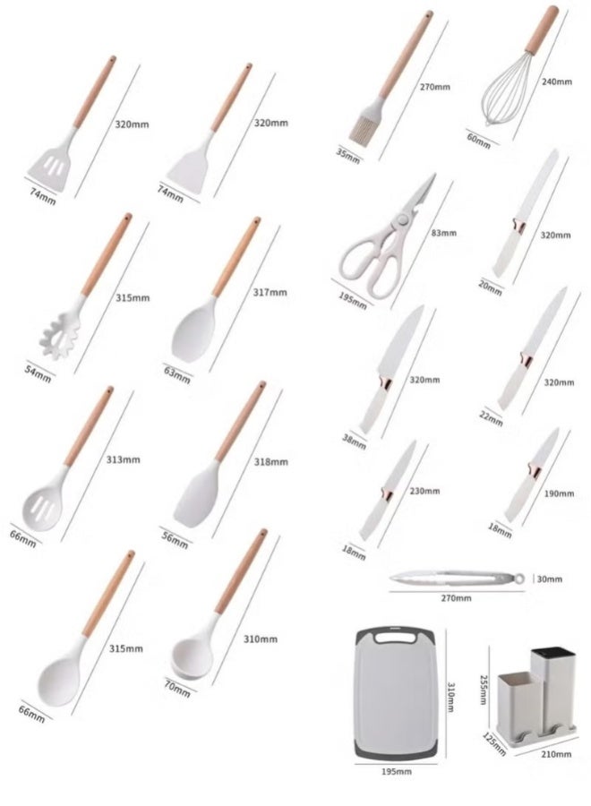 19-Piece Kitchen Utensil and Knife Set, Heat Resistant, Non-Stick Cookware Friendly Cooking Tools, BPA-Free, Easy Clean, Complete Cooking & Baking Accessory Kit | WIDGETS MATRIX - Image 4