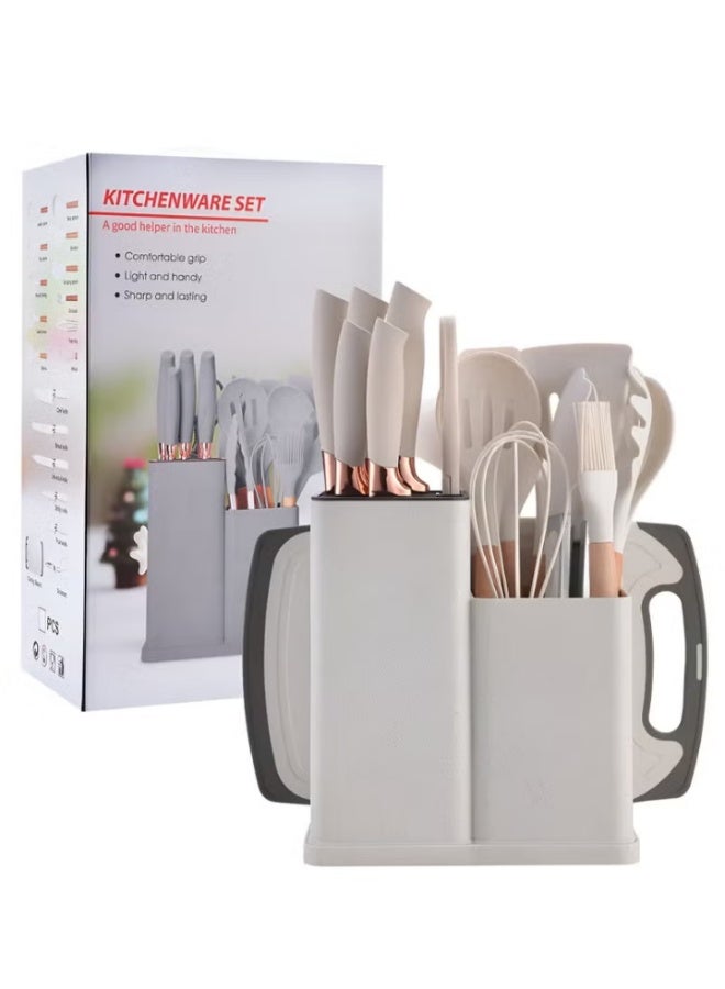 19-Piece Kitchen Utensil and Knife Set, Heat Resistant, Non-Stick Cookware Friendly Cooking Tools, BPA-Free, Easy Clean, Complete Cooking & Baking Accessory Kit | WIDGETS MATRIX - Image 5