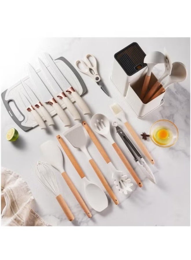 19-Piece Kitchen Utensil and Knife Set, Heat Resistant, Non-Stick Cookware Friendly Cooking Tools, BPA-Free, Easy Clean, Complete Cooking & Baking Accessory Kit | WIDGETS MATRIX - Image 2