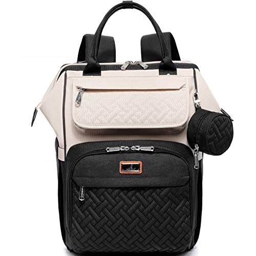 BabbleRoo Diaper Bag Backpack Multifunction Nappy Changing Bag with Changing Pad Stroller Straps Pacifier Case Unisex Stylish Travel Back Pack for Moms Dads Apricot Black