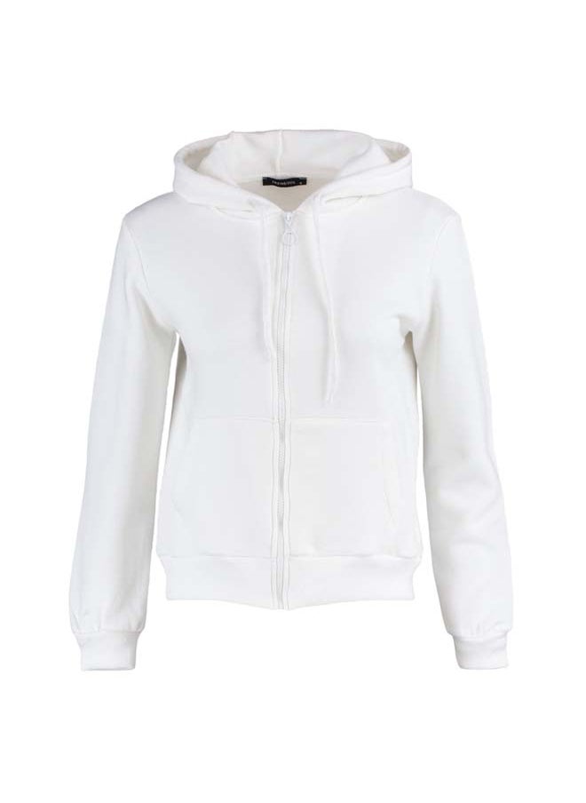 trendyol - Ecru Basic Hooded Fleece Inside Knitted Sweatshirt TWOAW21SW0836 - Image 1