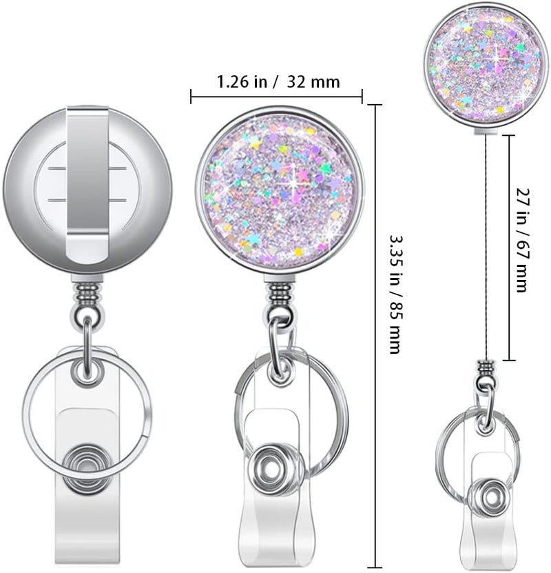 Boutilon Retractable Badge Holder, Retractable Badge Reels,Lightweight Plastic Badge Reel Card Holder with Key Ring Backing Belt Clip for Nurse,Volunteer,Teacher,Student(1 Pack Silver) - Image 1