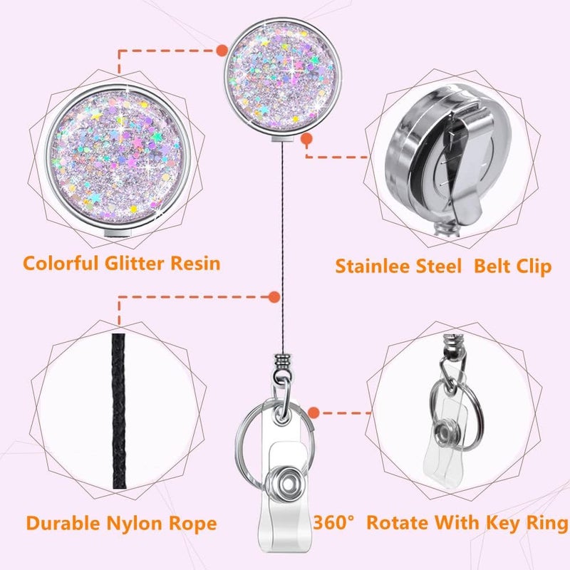 Boutilon Retractable Badge Holder, Retractable Badge Reels,Lightweight Plastic Badge Reel Card Holder with Key Ring Backing Belt Clip for Nurse,Volunteer,Teacher,Student(1 Pack Silver) - Image 2