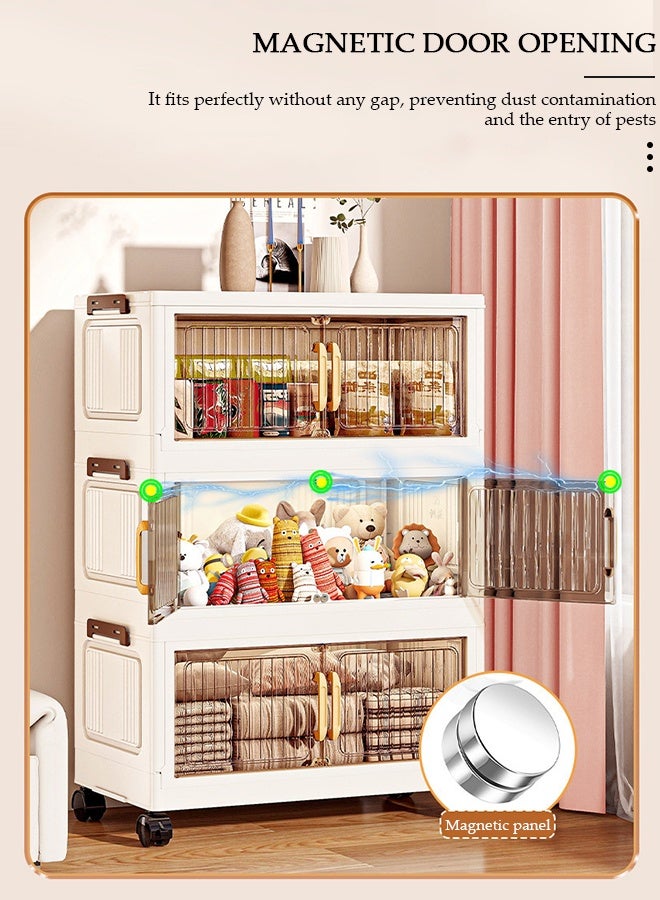DUNISO 5-layers Drawer Storage Cabinet with Wheels,Large capacity Standing Storage Cabinet Shelf Transparent and Visible Dustproof, Plastic Floor Storage Cabinet Drawer Storage Organizer for Living Room,Bathroom,kitchen,bedroom - Image 5