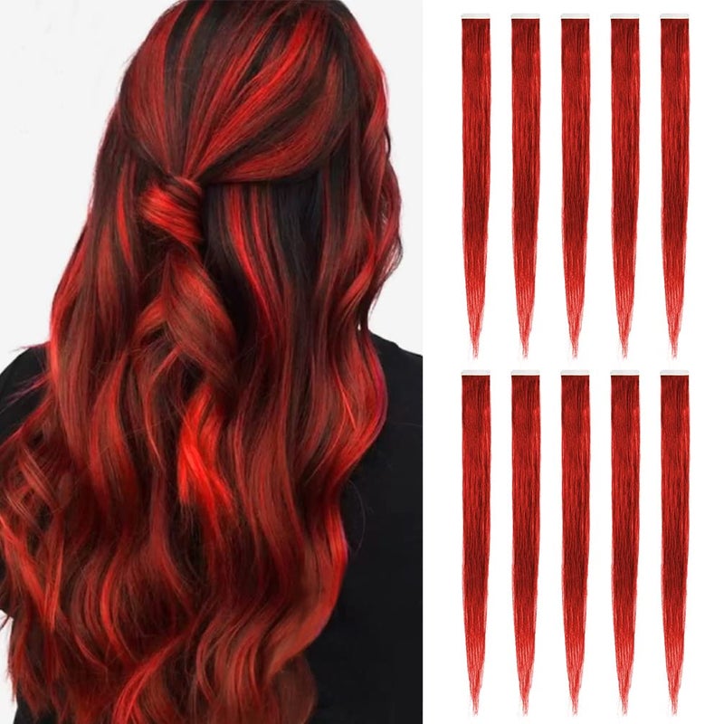 Winsky 18 Red Tape in Hair Extensions Human Colored Hair  Glue in Remy Hairpiece 10pcs 25gram 100 Real Human Hair 18 Red