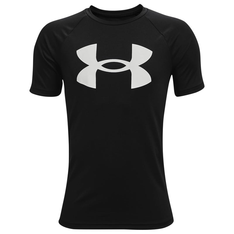 Under Armour Boys Tech Big Logo Short Sleeve T-Shirt , Black (001)/White , Large - Image 2