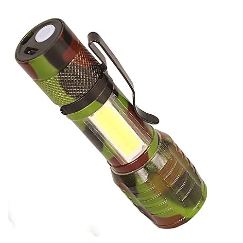 Care4 Care 4 USB Rechargeable Zoomable Torch Light with Clip and COB 3 Modes (Military Green) - Image 1