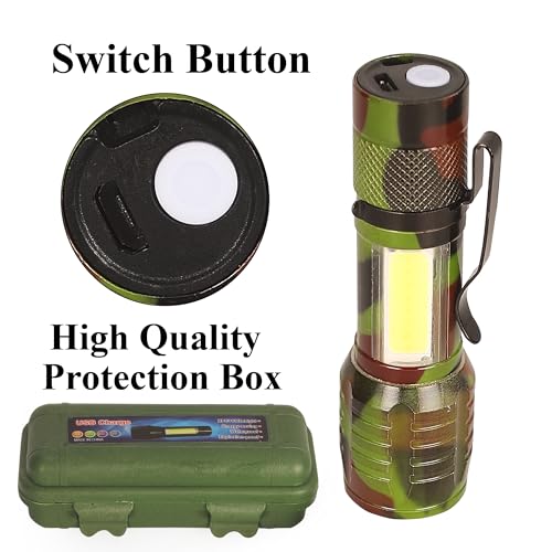 Care4 Care 4 USB Rechargeable Zoomable Torch Light with Clip and COB 3 Modes (Military Green) - Image 3