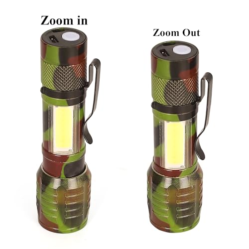 Care4 Care 4 USB Rechargeable Zoomable Torch Light with Clip and COB 3 Modes (Military Green) - Image 2