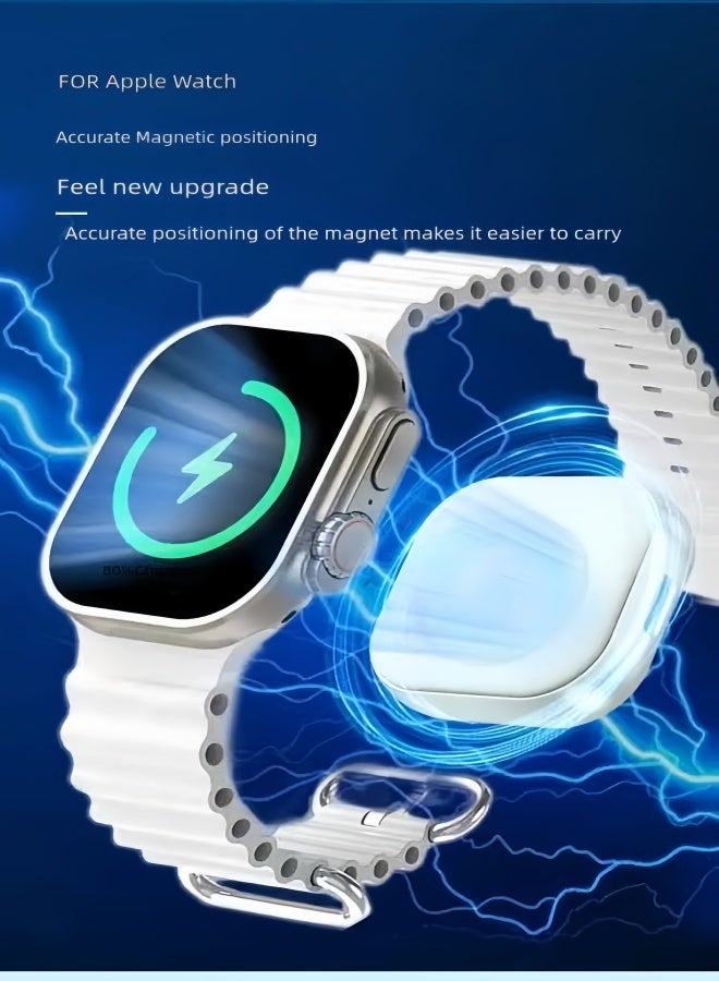 الصفحة الرئيسية شاحن لاسلكي مغناطيسي 5 وات لأجهزة Apple Watch، متوافق مع منافذ Lightning/USB-C. شاحن سفر محمول على شكل سلسلة مفاتيح، مناسب لأجهزة Apple Watch Series 10/9/8/7/6/SE2/SE/5/4/3/2/Ultra 2/Ultra - فضي - Image 3