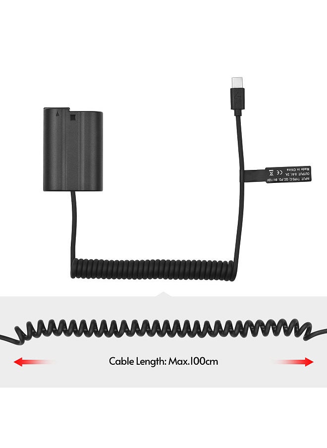 ANDOER - Andoer EN-EL15 Dummy Battery USB-C Coupler Adapter MH-25 Dummy Battery Coupler with USB Type-C Spring Power Cable Replacement for Nikon Z7 Z6 D800 D850 D810 D7200 D7100 D7500 - Image 1