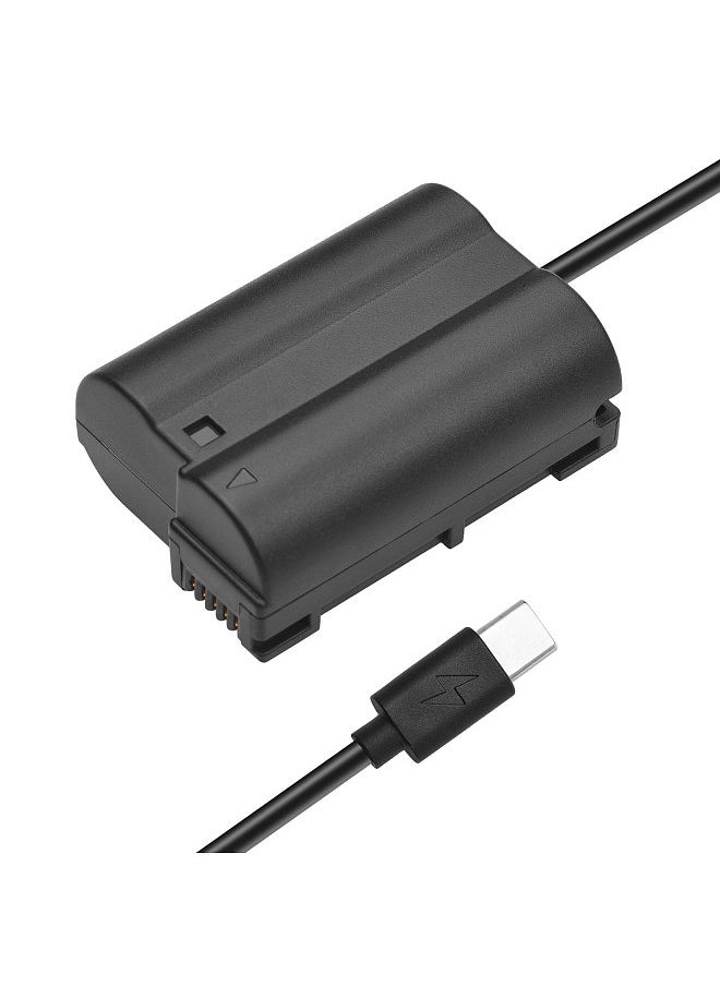 ANDOER - Andoer EN-EL15 Dummy Battery USB-C Coupler Adapter MH-25 Dummy Battery Coupler with USB Type-C Spring Power Cable Replacement for Nikon Z7 Z6 D800 D850 D810 D7200 D7100 D7500 - Image 1