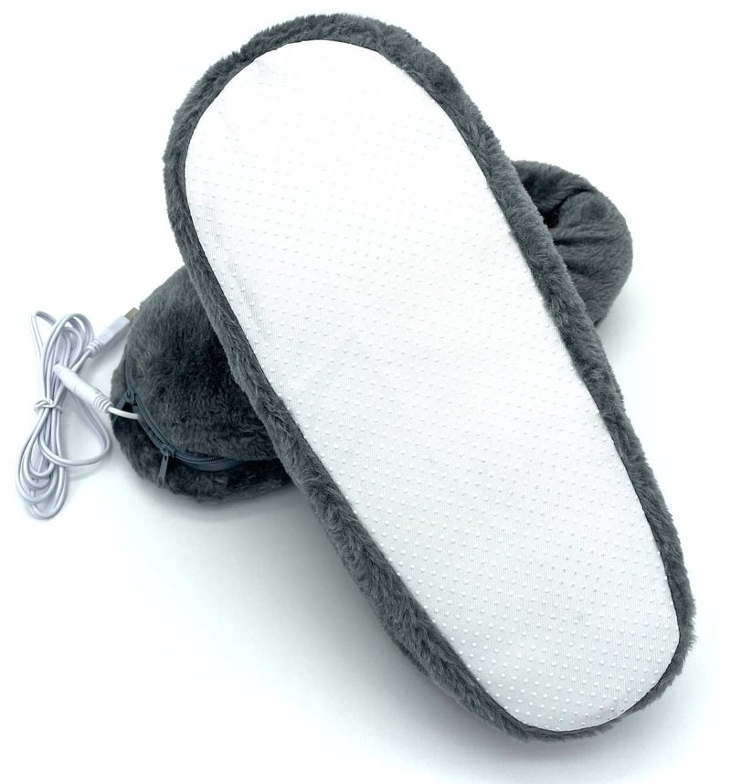 SEITG USB Heated Shoe Electric Heating Slippers Foot Heaters - Can Unpick and Wash (Gray) - Image 4