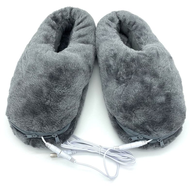 SEITG USB Heated Shoe Electric Heating Slippers Foot Heaters - Can Unpick and Wash (Gray) - Image 1