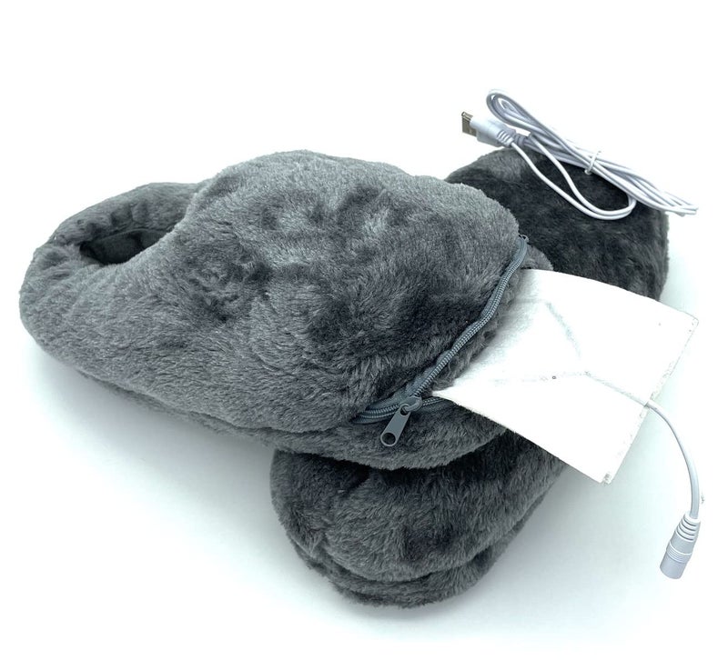 SEITG USB Heated Shoe Electric Heating Slippers Foot Heaters - Can Unpick and Wash (Gray) - Image 3