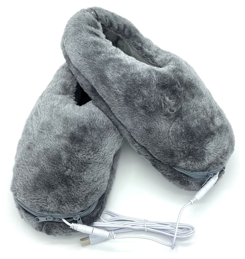 SEITG USB Heated Shoe Electric Heating Slippers Foot Heaters - Can Unpick and Wash (Gray) - Image 2
